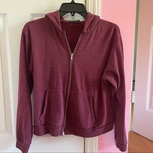 Brandy Melville Maroon Zip Up Crystal Hoodie